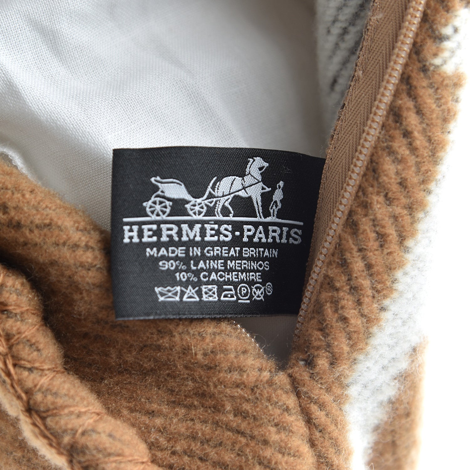 Hermes Wool Cashmere Avalon Pillow PM Ecru Camel 3 of 3