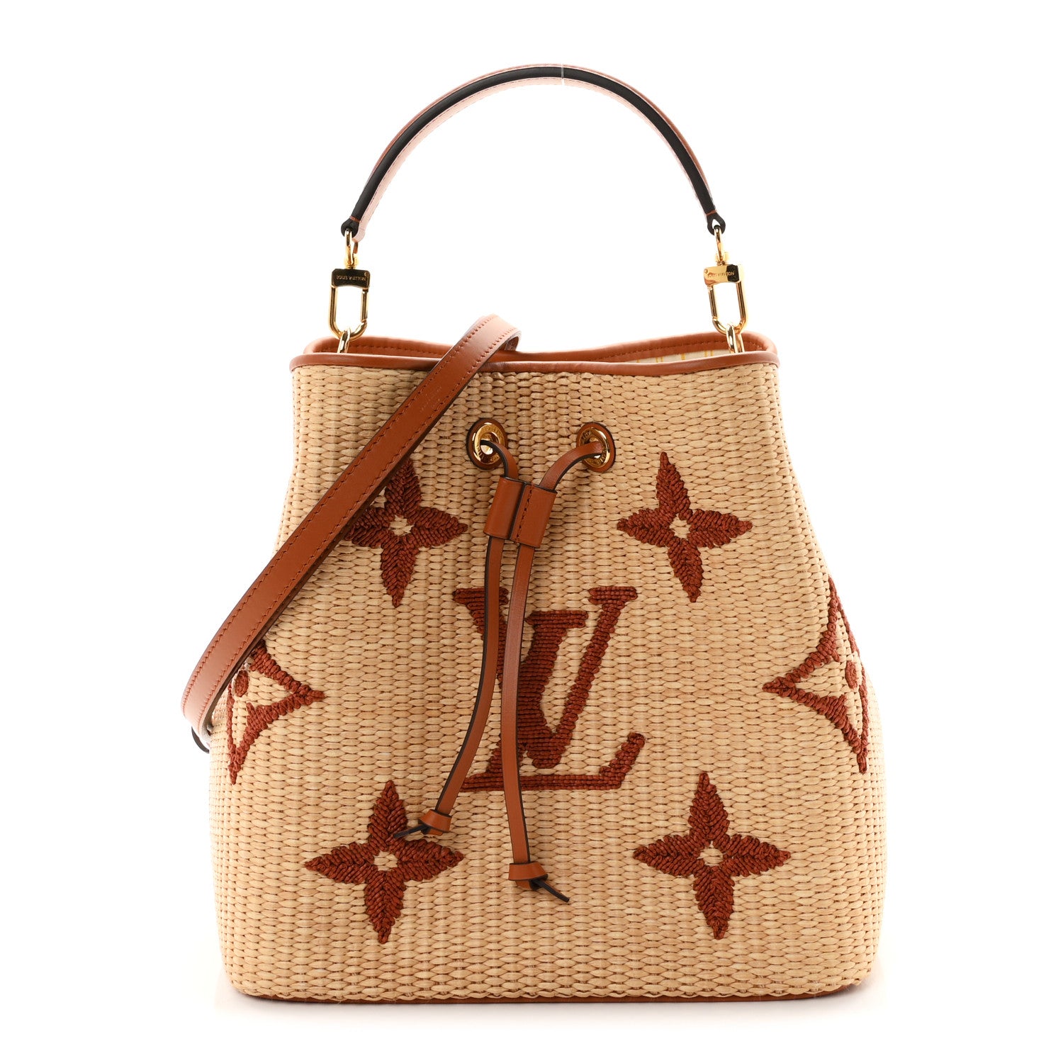 Louis Vuitton Raffia Calfskin Monogram Neonoe MM Tan 1 of 10