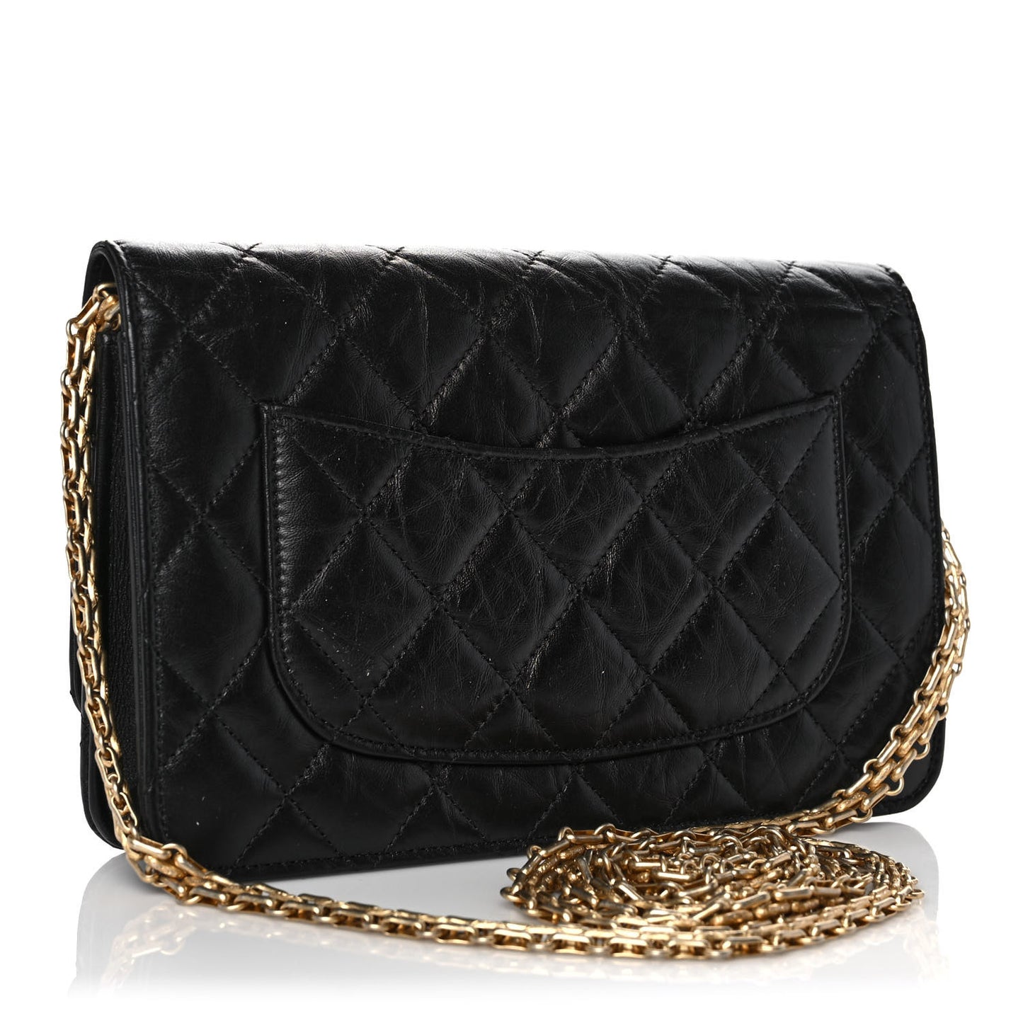 Aged Calfskin Quilted Reissue Wallet On Chain WOC Black