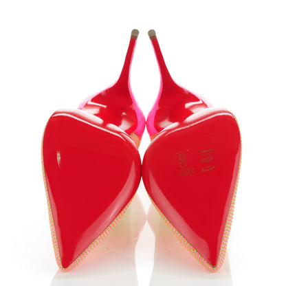 Christian Louboutin Lace Patent Raphia Follies 100 Pumps 38.5 Shocking Pink 5 of 9