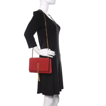 Saint Laurent Smooth Calfskin Medium Classic Monogram Kate Tassel Satchel Lipstick Red 2 of 9