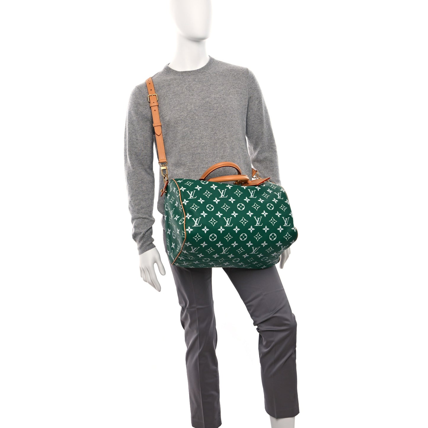 Calfskin Monogram Speedy P9 Bandouliere 40 Green