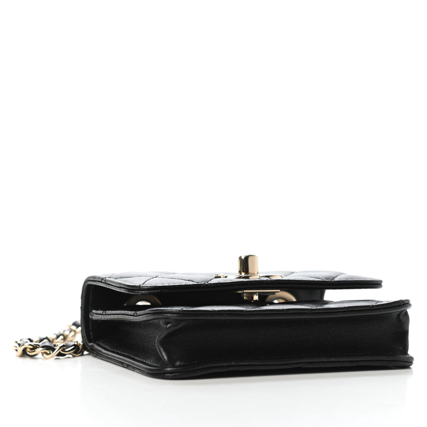 Lambskin Quilted Trendy CC Card Holder On Chain Black