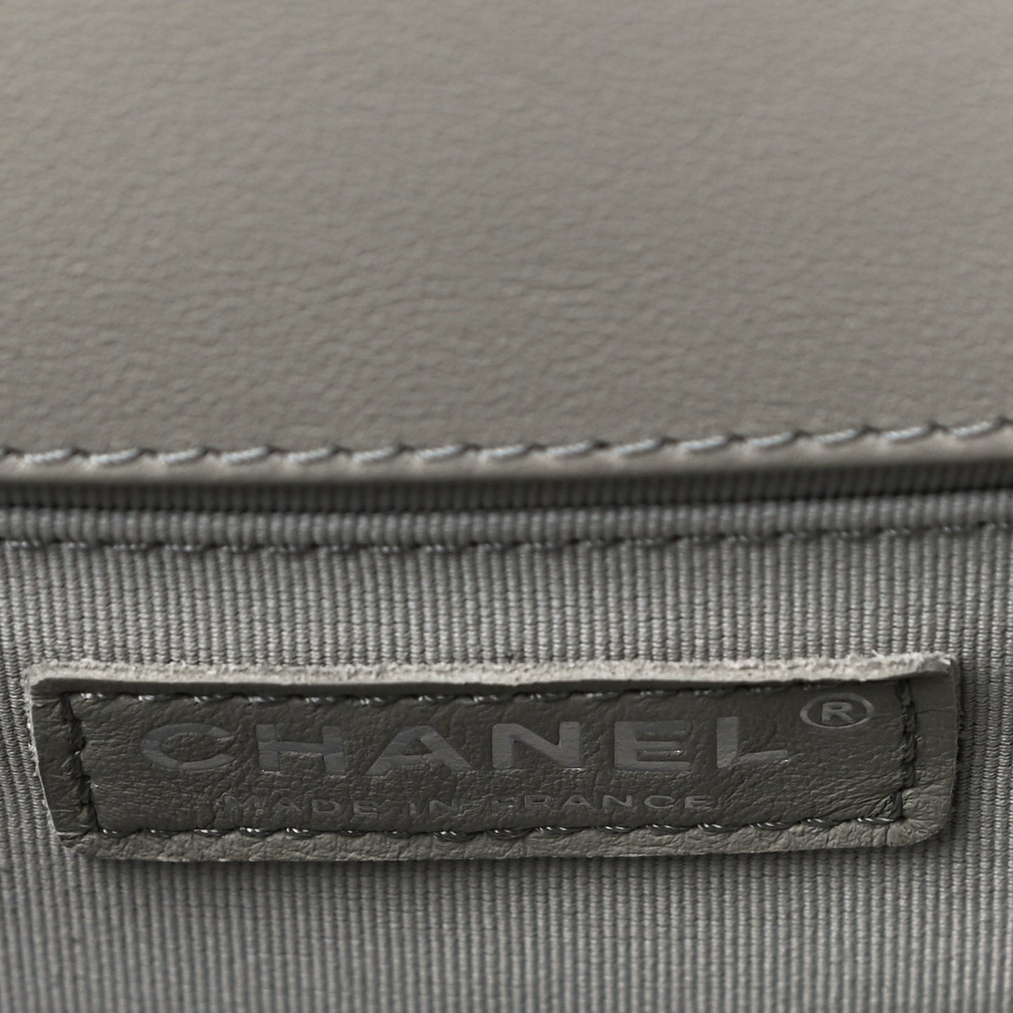 Calfskin Chevron Quilted Medium Boy Flap Grey