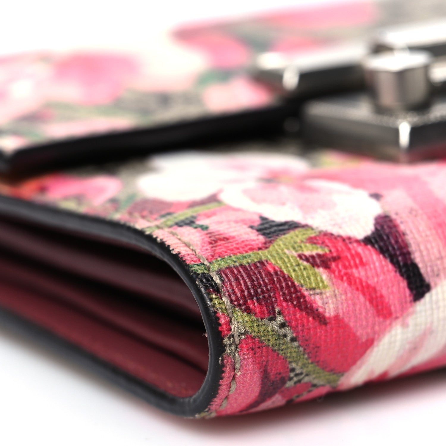 Gucci GG Supreme Monogram Blooms Padlock Wallet Beige Multicolor Dry Rose 10 of 12