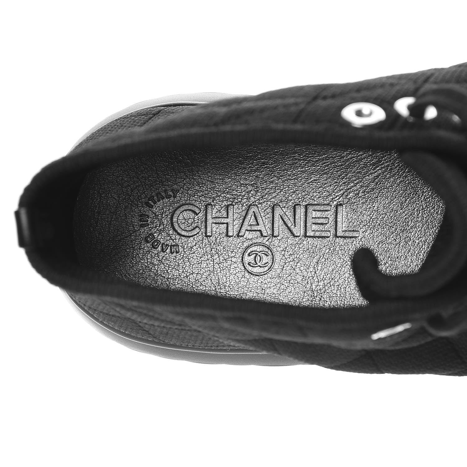 Chanel Fabric Quilted Lambskin Cap Toe Lace Up Sneakers 39 Black 6 of 8