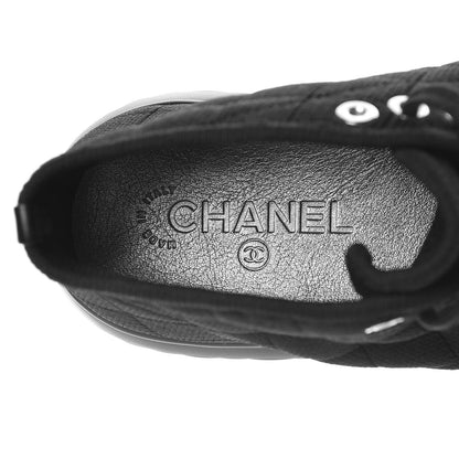 Chanel Fabric Quilted Lambskin Cap Toe Lace Up Sneakers 39 Black 6 of 8