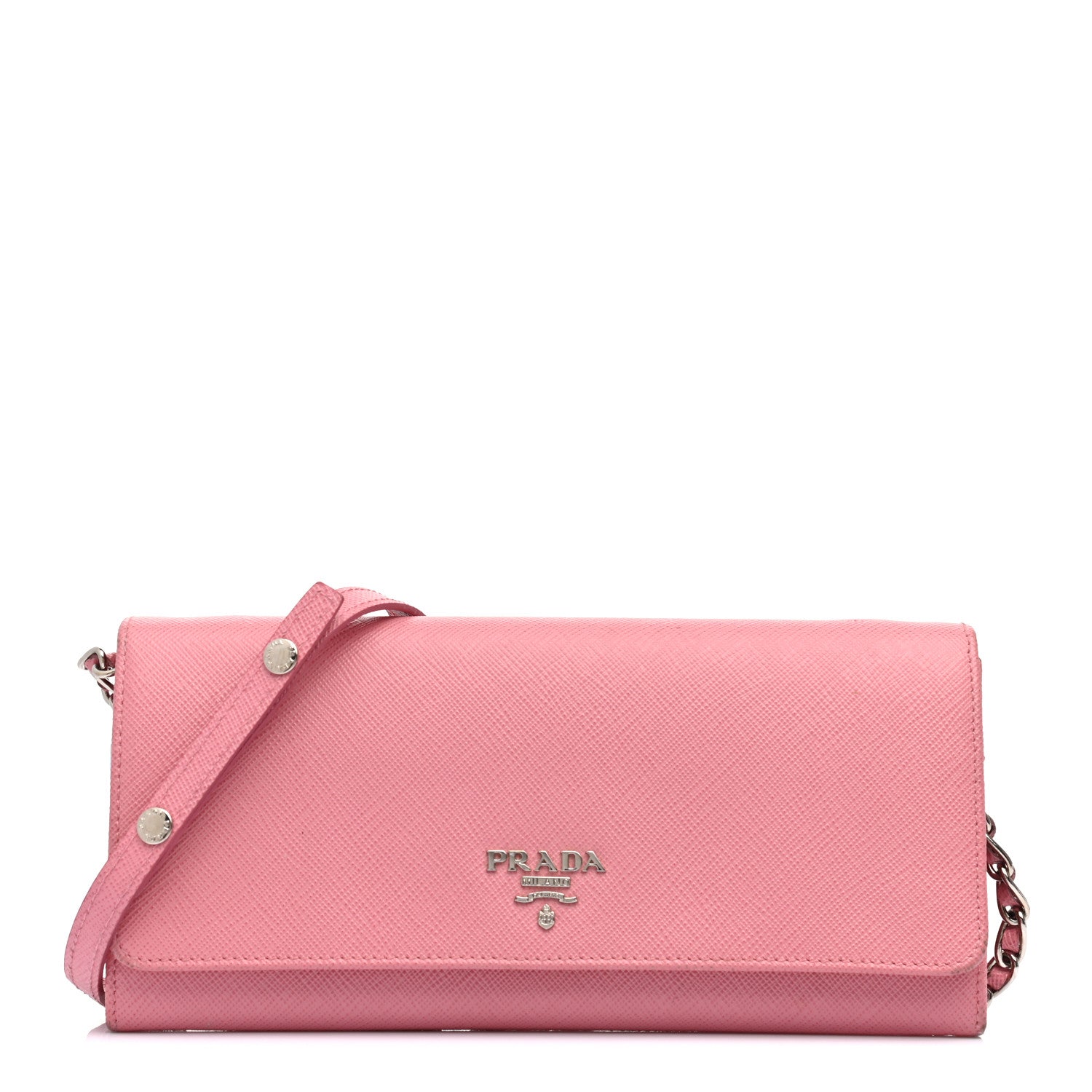 Prada Saffiano Metal Oro Chain Wallet Begonia 1 of 10