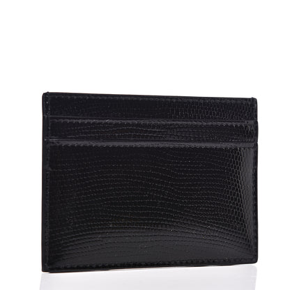 Saint Laurent Patent Tejus Lizard Calfskin Embossed Card Case Black 2 of 7