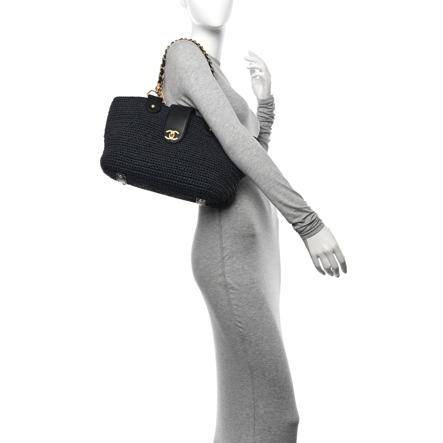 Chanel Straw Raffia Tote Black 2 of 12