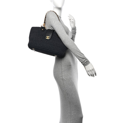 Chanel Straw Raffia Tote Black 2 of 12