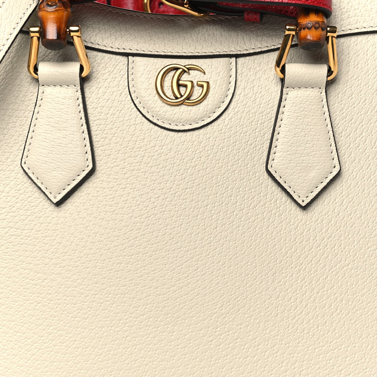 Gucci Textured Dollar Calfskin Web Small Diana Tote Bag Mystic White 8 of 10