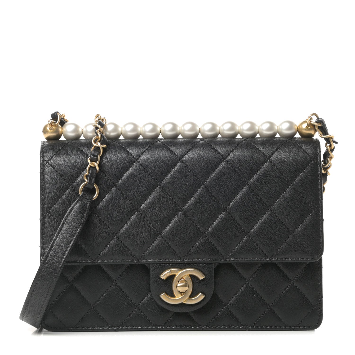 Chanel Lambskin Quilted Small Chic Pearls Flap Black 1 of 14