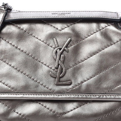 Saint Laurent Crinkled Calfskin Matelasse Monogram Baby Niki Chain Satchel Platinum 10 of 11