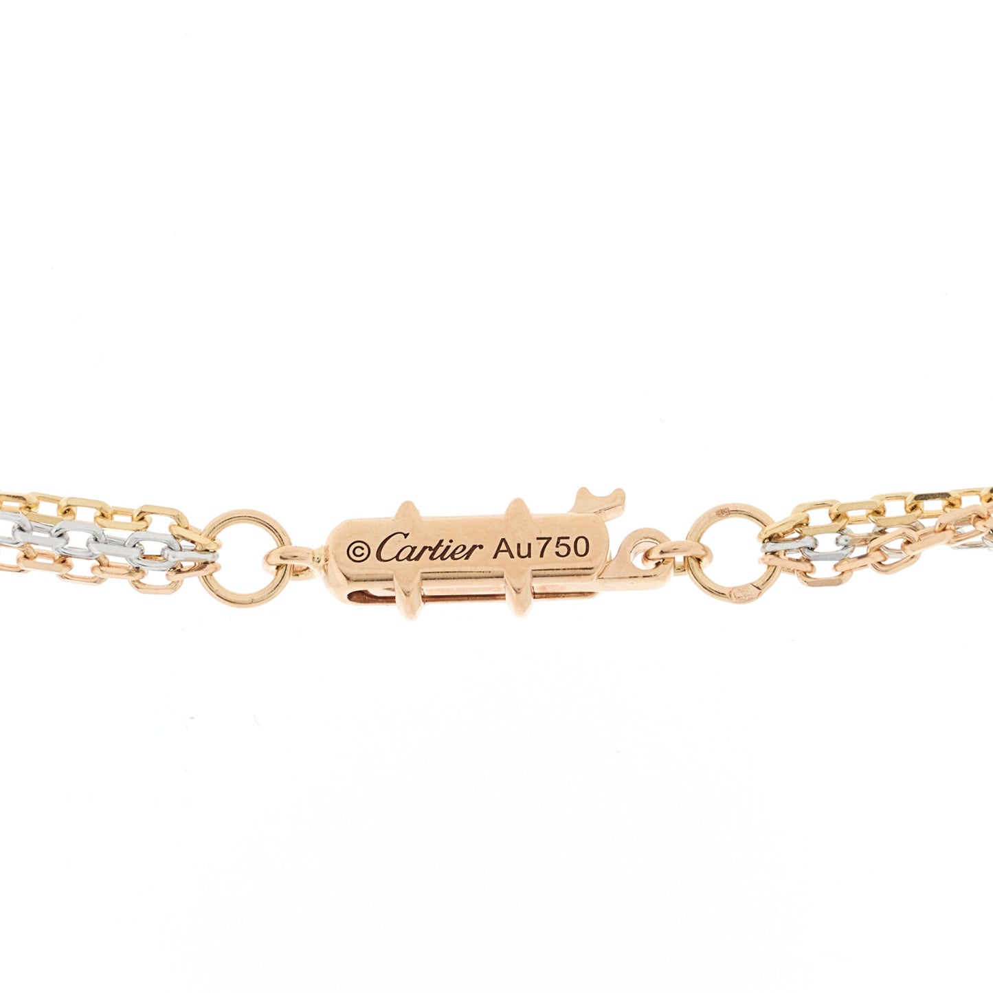 18K Pink Yellow White Gold Three Chain Necklace