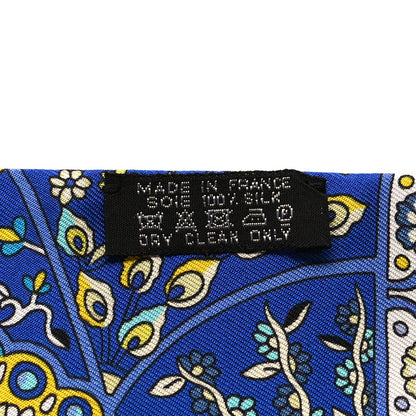 Hermes Silk Au Pays Des Oiseaux Fleurs Twilly Bleu Dur Jaune Vif Turquosie 3 of 4