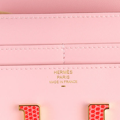 Hermes Tadelakt Lizard Constance Short Wallet Rose Sakura Bougainvillea 5 of 7