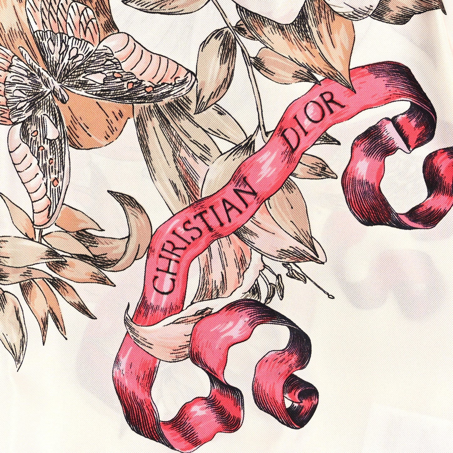 CHRISTIAN DIOR Silk Le Jugement Square Scarf Rose