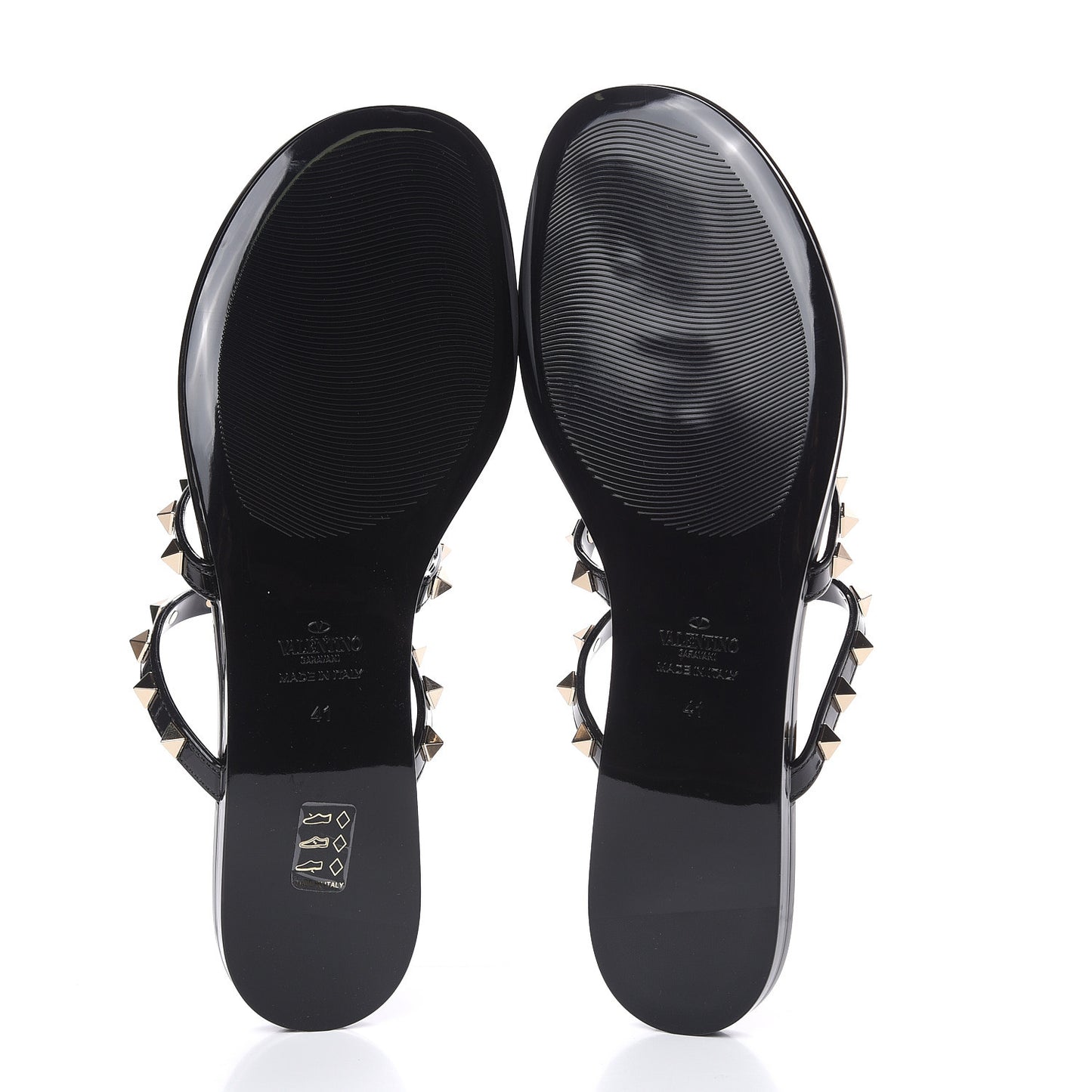 PVC Jelly Rockstud Caged Flat Thong Sandals 41 Black