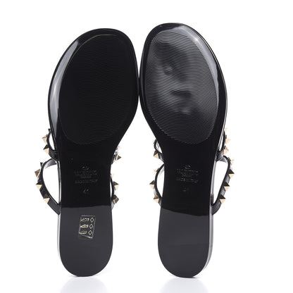 Valentino Garavani PVC Jelly Rockstud Caged Flat Thong Sandals 41 Black 5 of 8