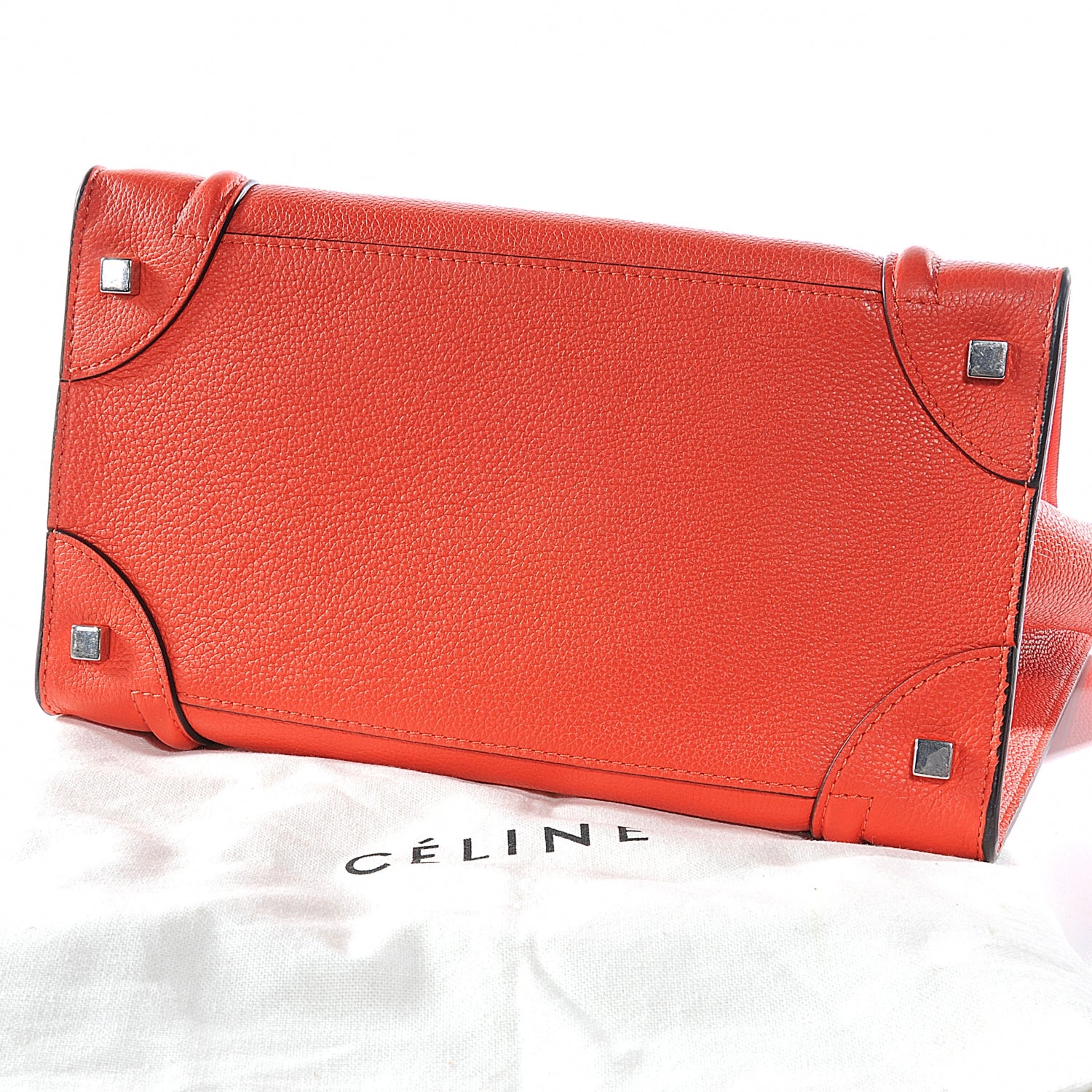 Celine Drummed Calfskin Mini Luggage Bag Vermillion 10 of 10