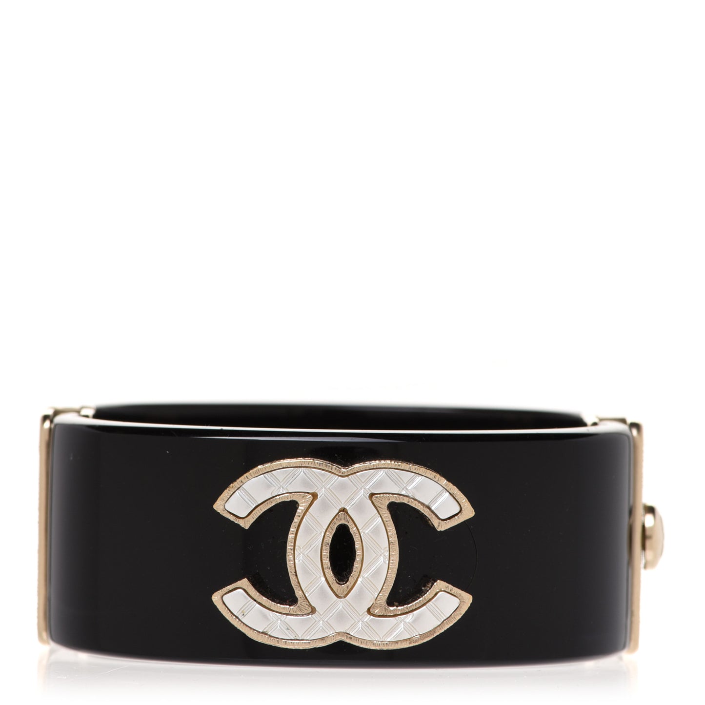 Resin Metal Quilted CC Cuff Black Gold