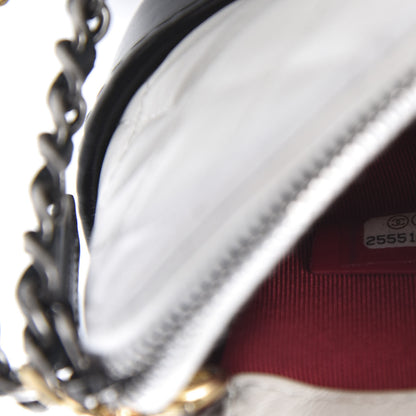 Chanel Aged Calfskin Quilted Small Gabrielle Clutch With Chain White Black 10 of 11