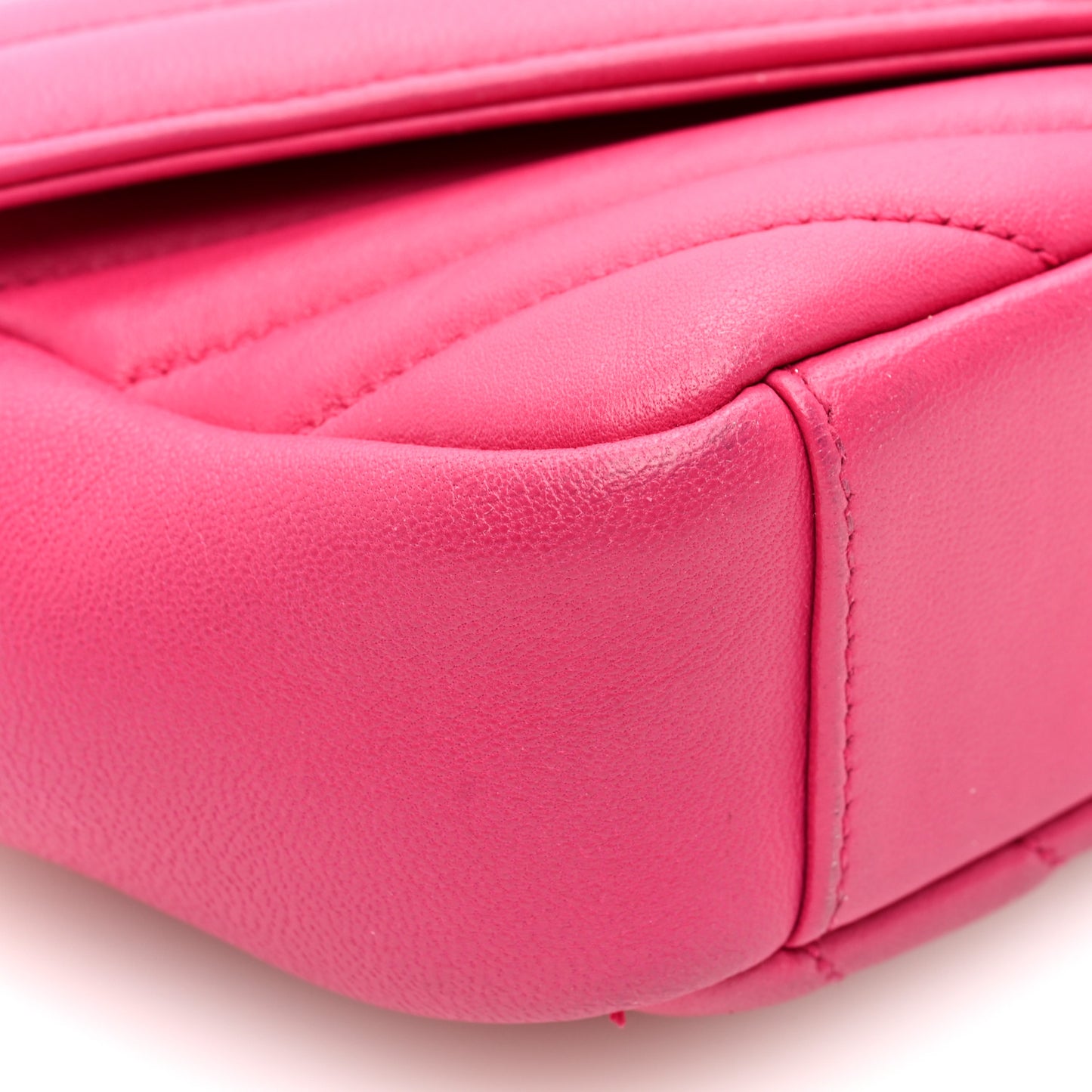 Calfskin Matelasse Chevron Classic Monogram Baby Chain Bag Fuchsia