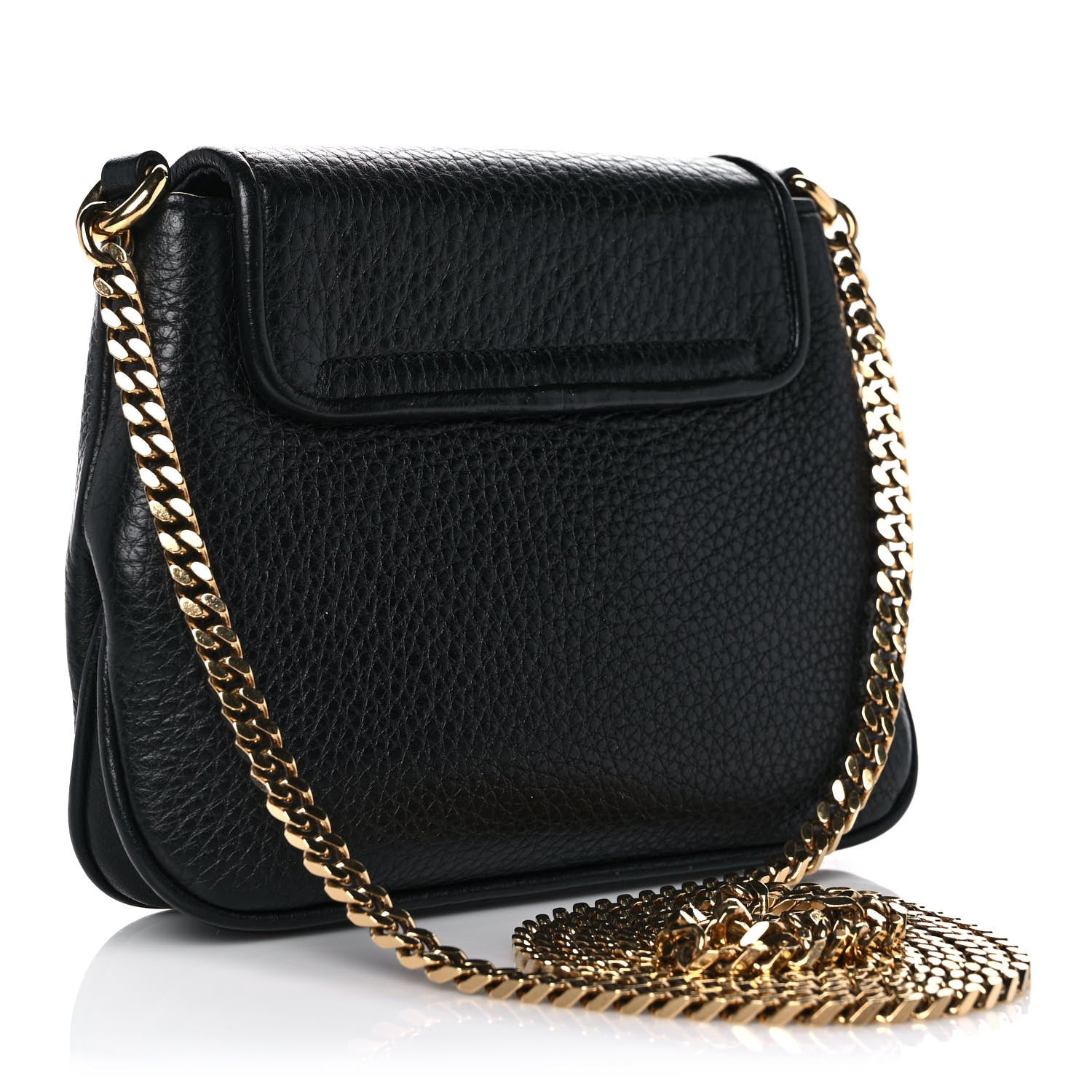 Gucci Pebbled Calfskin Small 1973 Chain Shoulder Bag Black 3 of 11