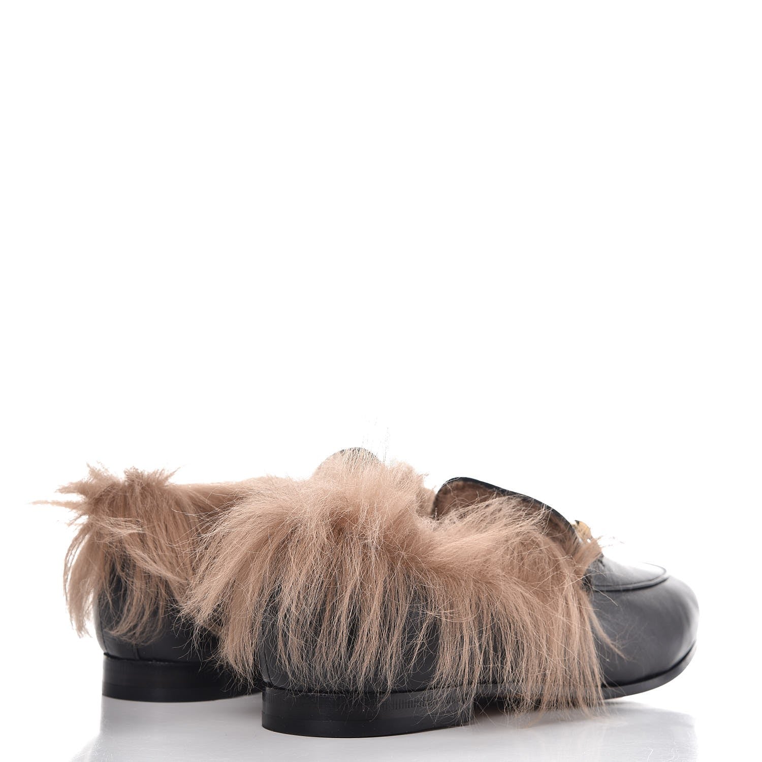 Gucci Malaga Kid Fur Womens Jordaan Loafers 39.5 Black Natural 4 of 7