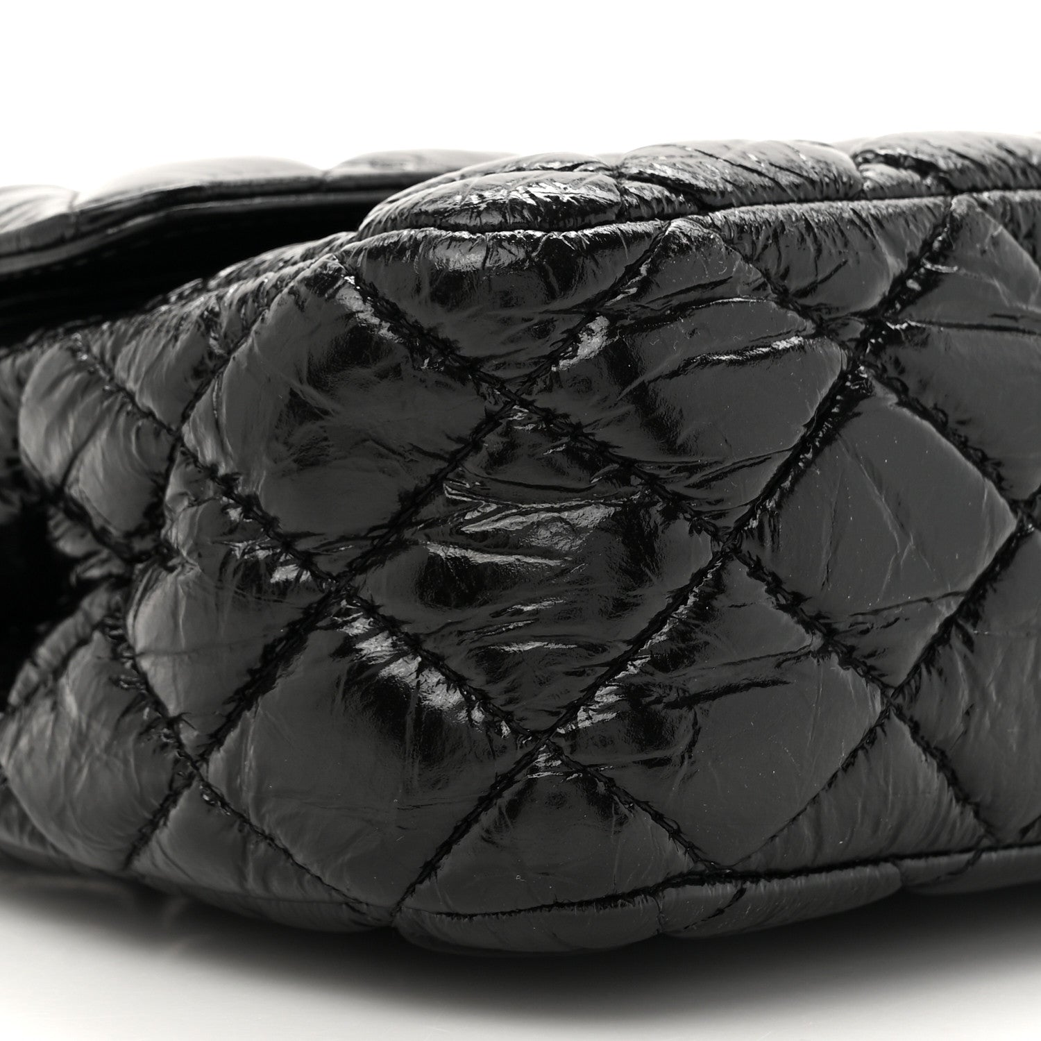 Chanel Shiny Crumpled Calfskin Quilted Medium Double Flap So Black 10 of 11
