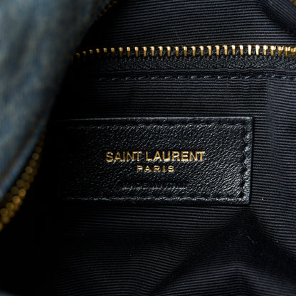 Saint Laurent Denim Quilted Small Loulou Puffer Monogram Chain Satchel Blue Cinnamon 6 of 10