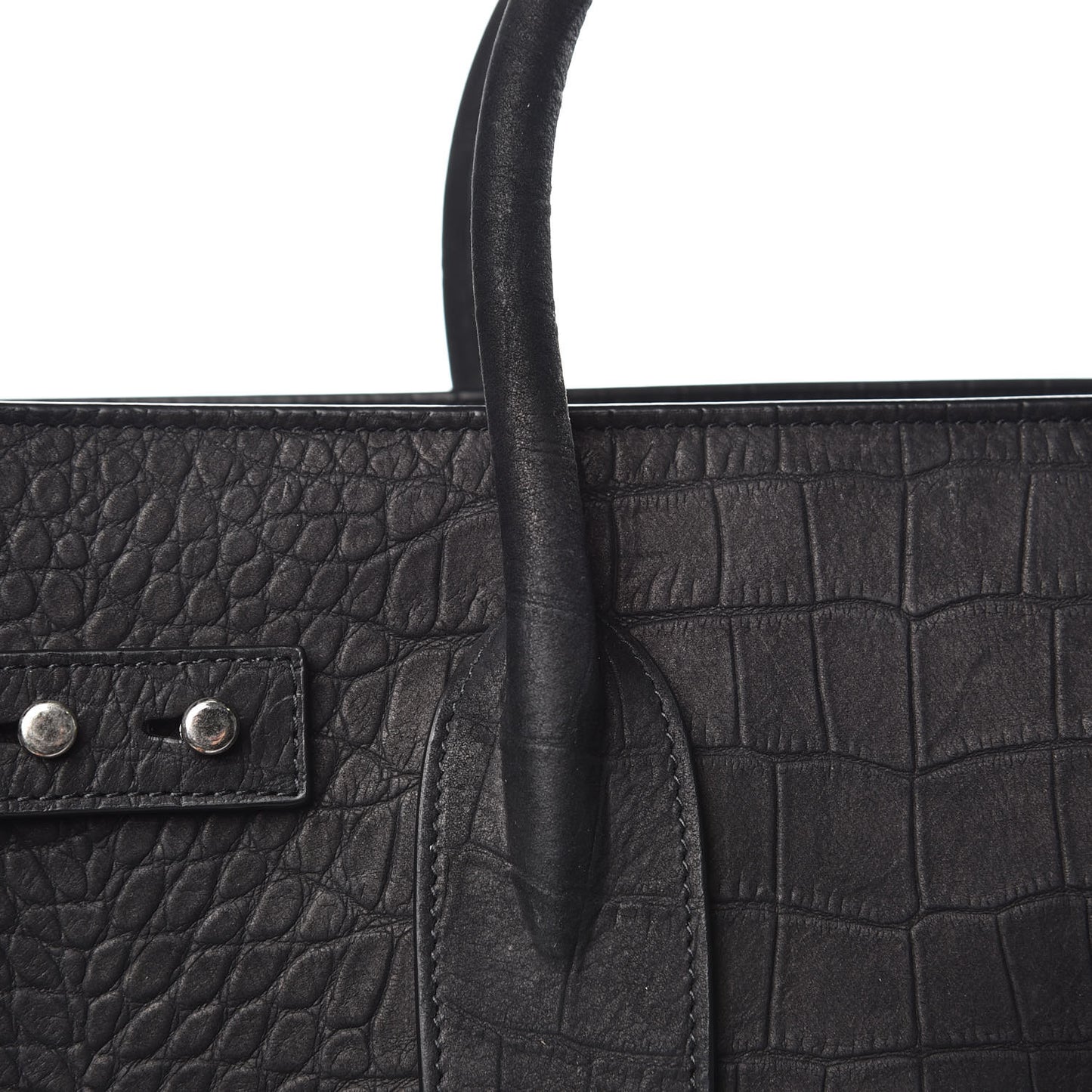 Crocodile Embossed Suede Small Supple Sac de Jour Black