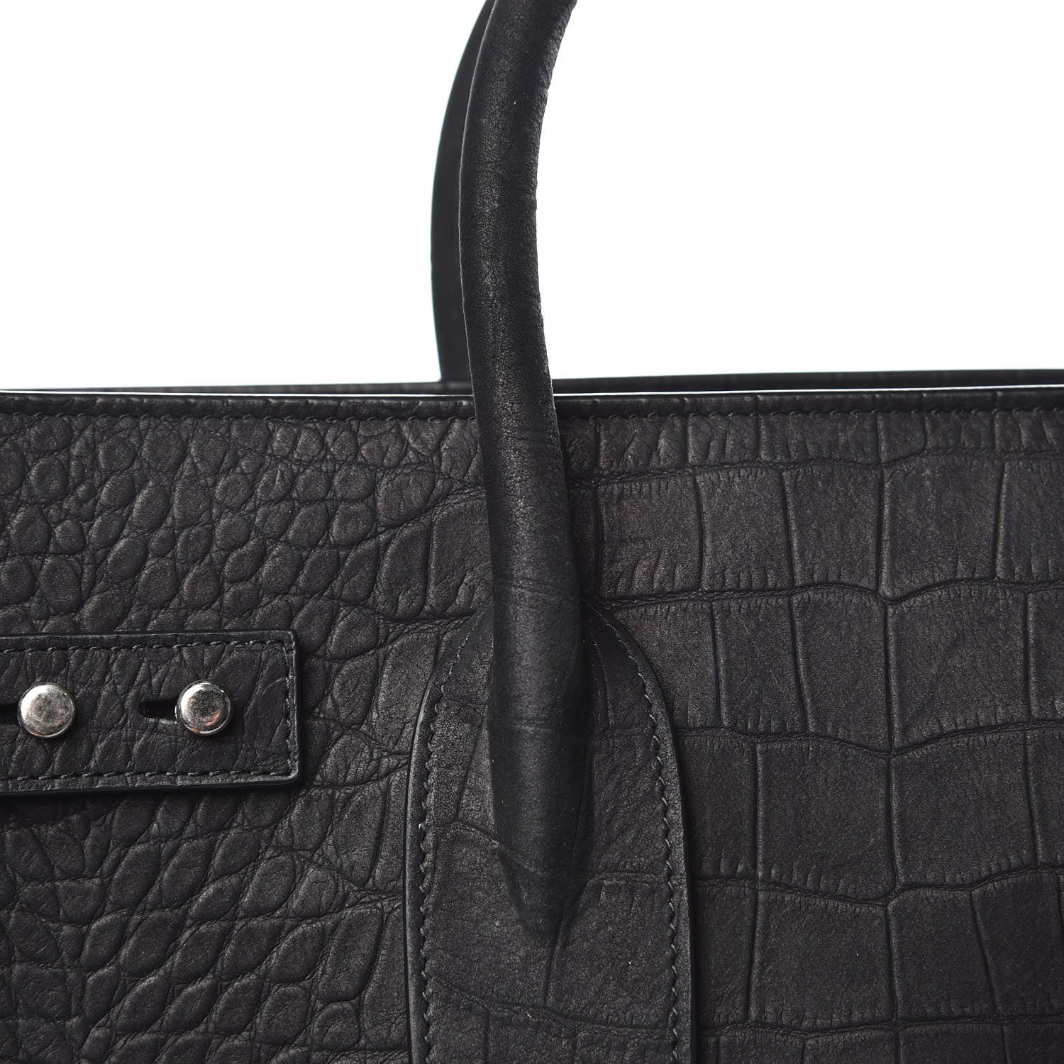 Saint Laurent Crocodile Embossed Suede Small Supple Sac de Jour Black 12 of 12
