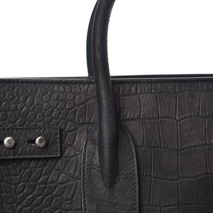 Saint Laurent Crocodile Embossed Suede Small Supple Sac de Jour Black 12 of 12