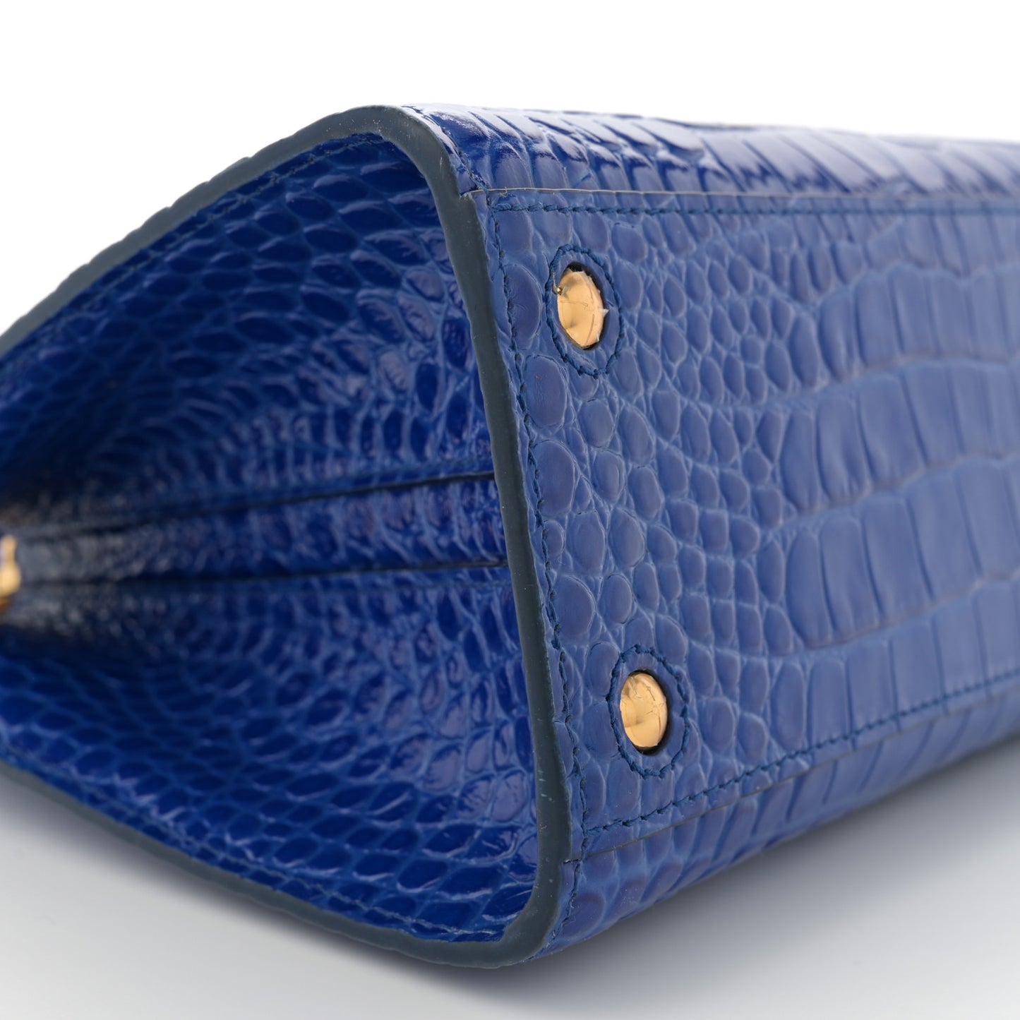 Crocodile Embossed Calfskin Mini Frances Tote Blue
