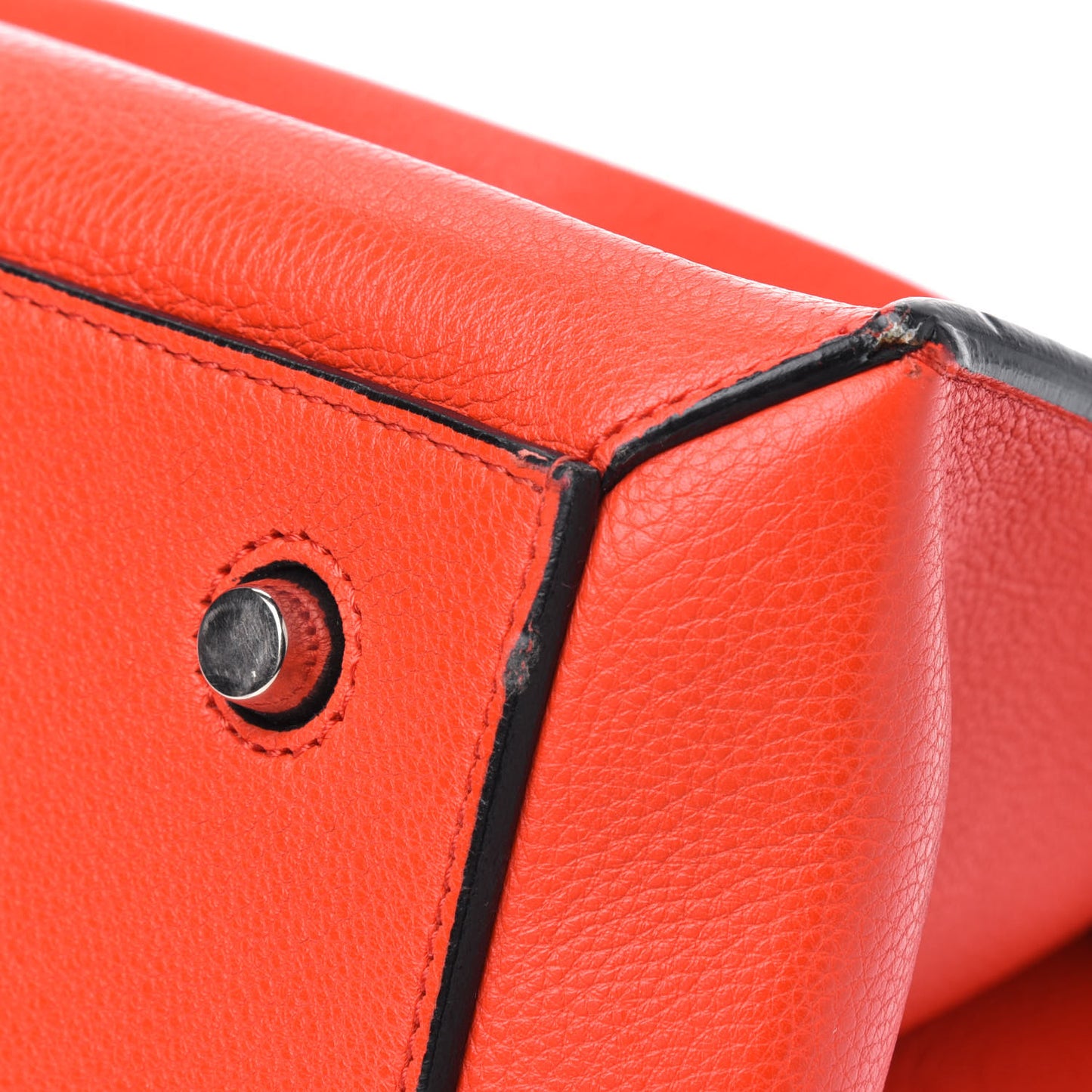 Grained Calfskin Medium Edge Shoulder Bag Vermillion