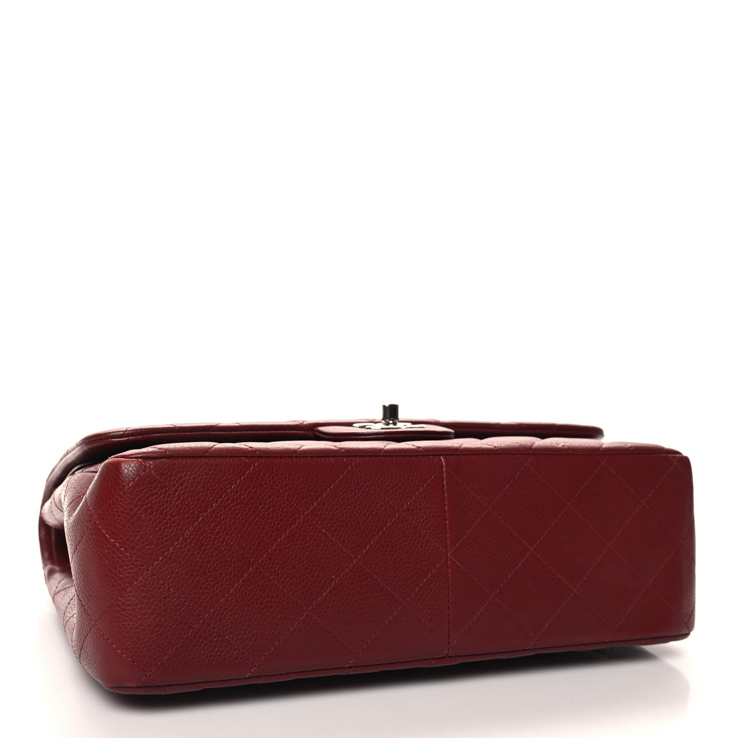 Caviar Quilted Jumbo Double Flap Dark Red