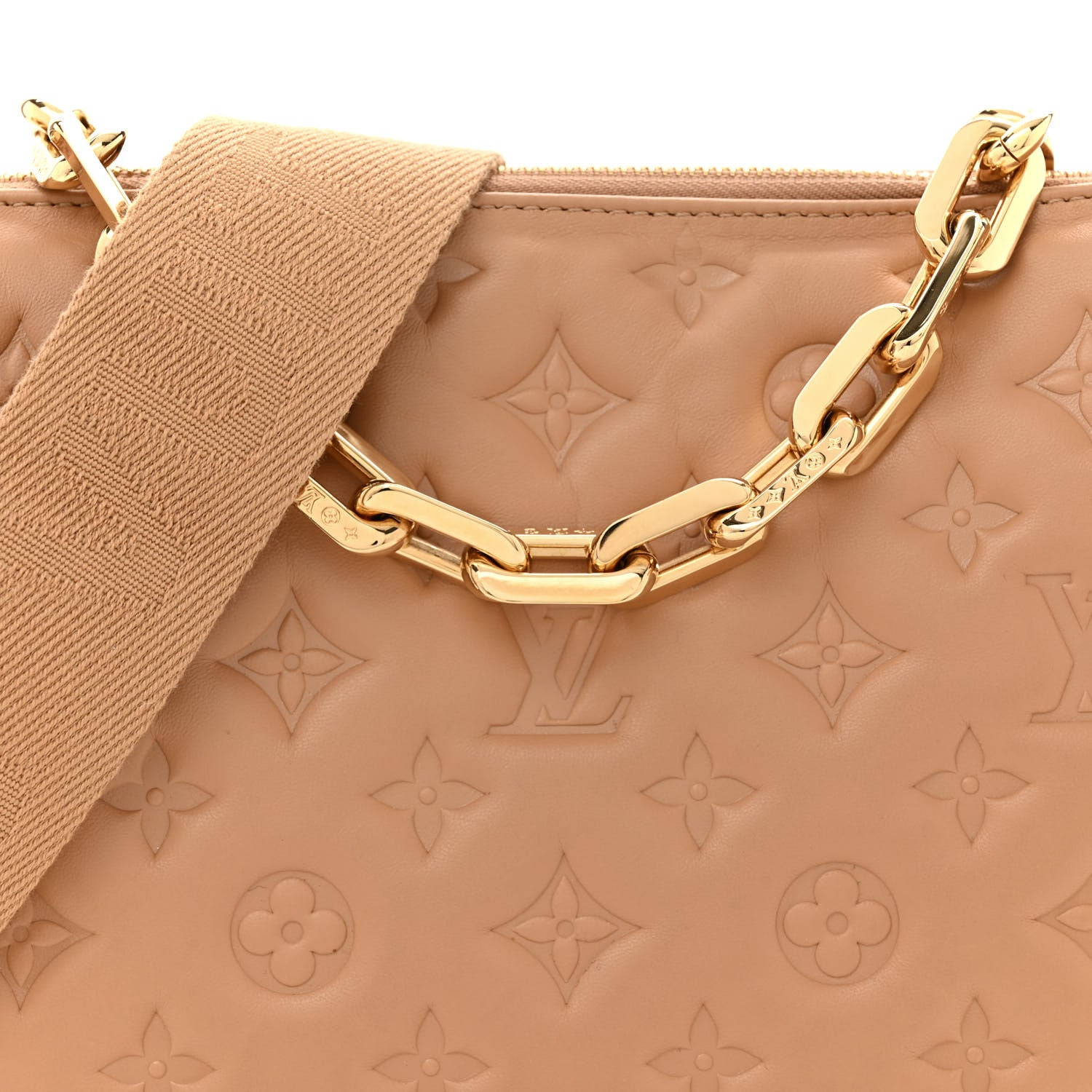 Louis Vuitton Lambskin Embossed Monogram Coussin PM Camel 8 of 14