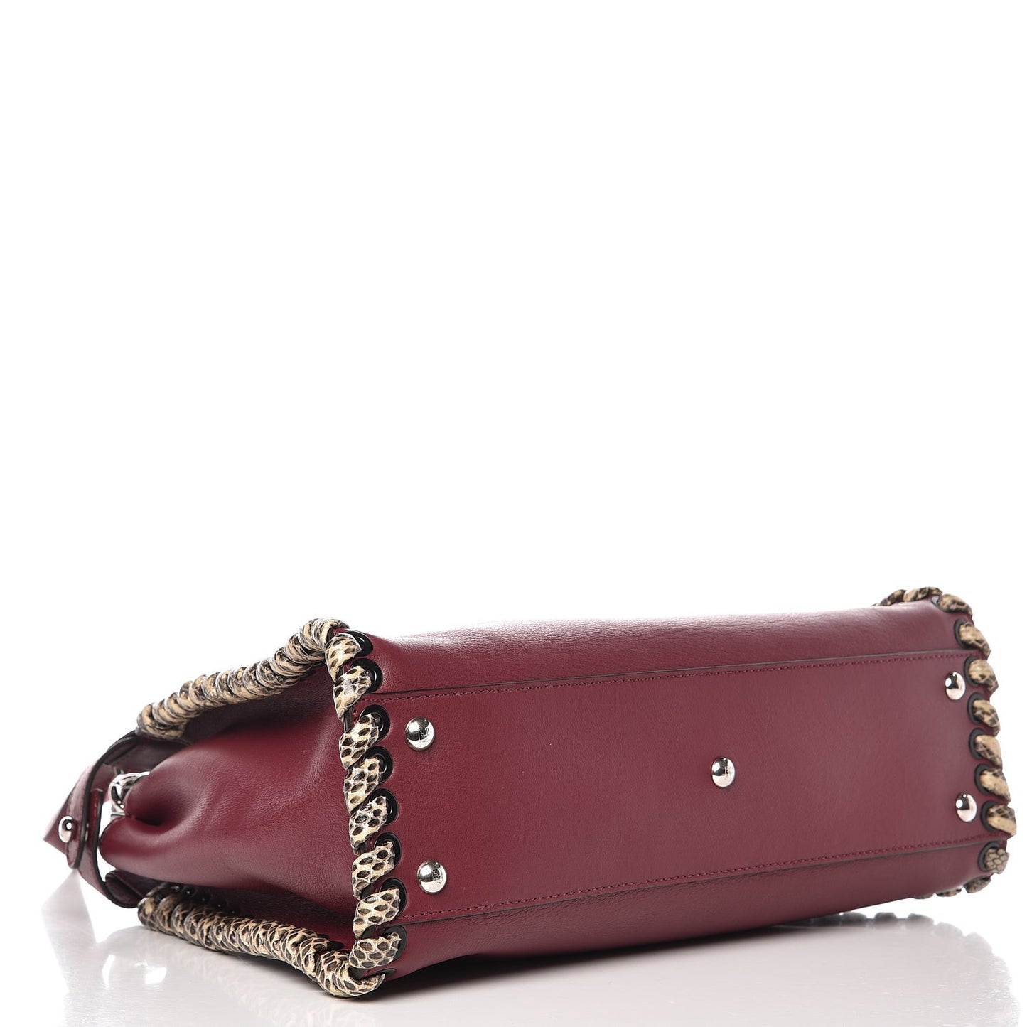 Calfskin Elaphe Lace Up Medium Peekaboo Iconic Satchel Bordeaux Beige Verde