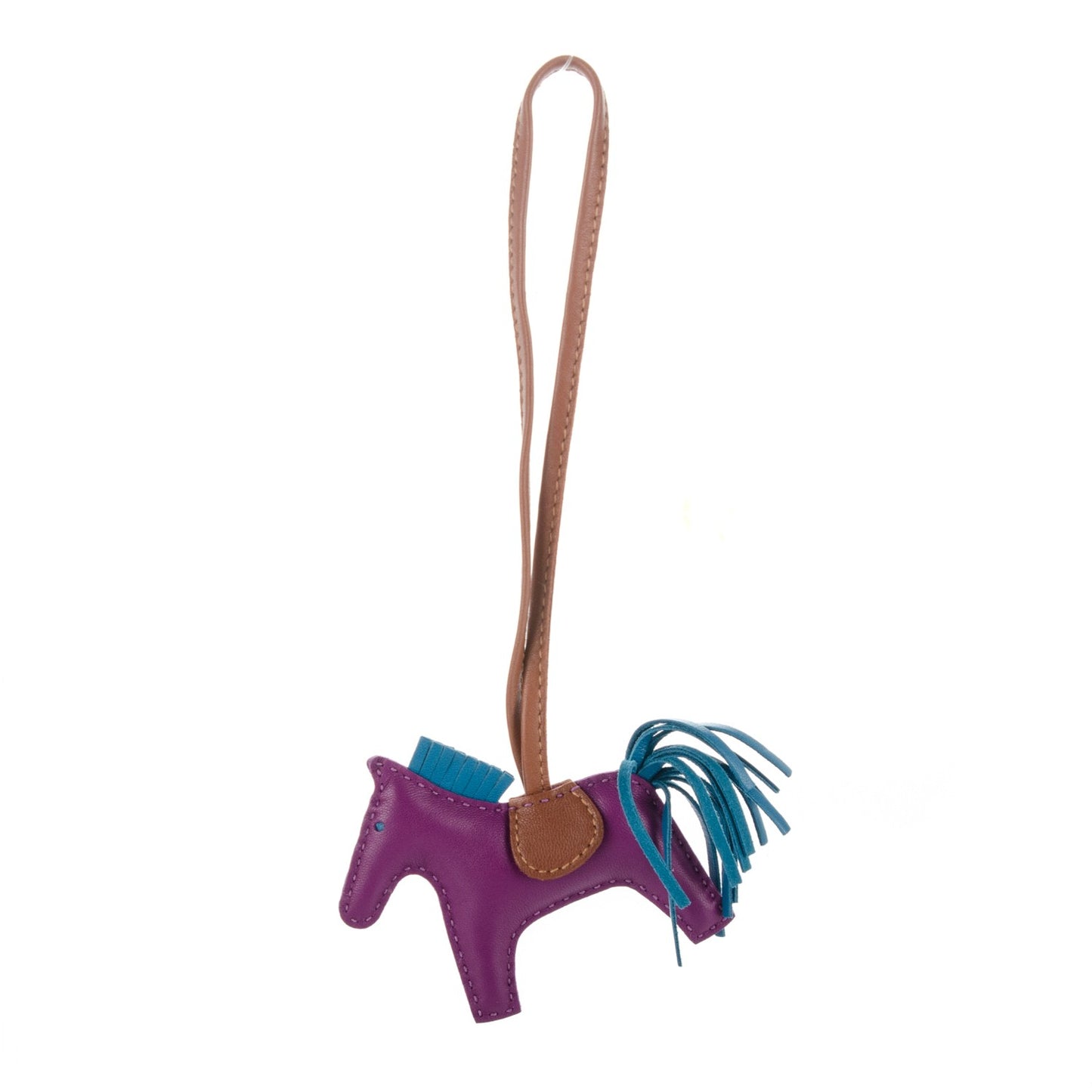 Milo Lambskin Grigri Rodeo Horse Bag Charm PM Anemone Bleu Izmir Fauve