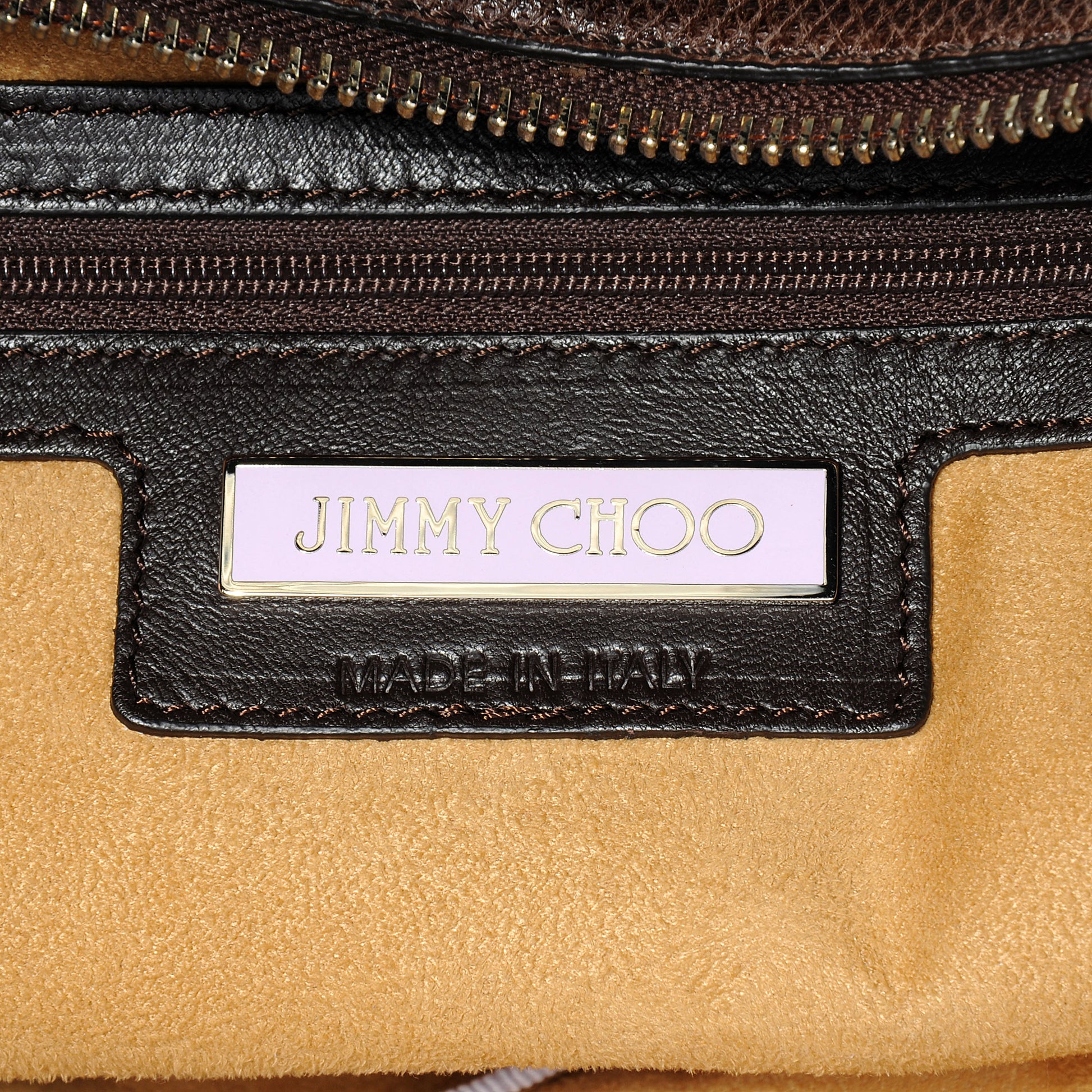 Jimmy Choo Karung and Elaphe Snake Blythe L Tote Brown 6 of 7