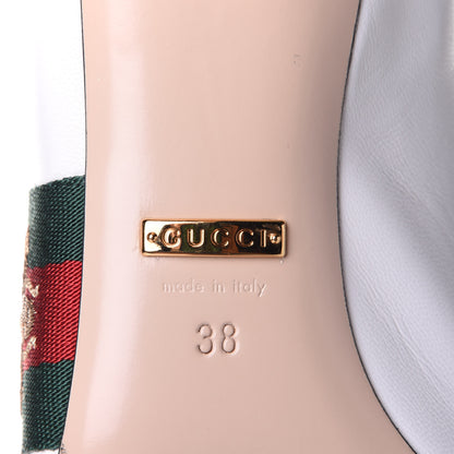 Gucci Malaga Kid Web Sylvie Mid Heel Slingback Pumps 38 White 8 of 11