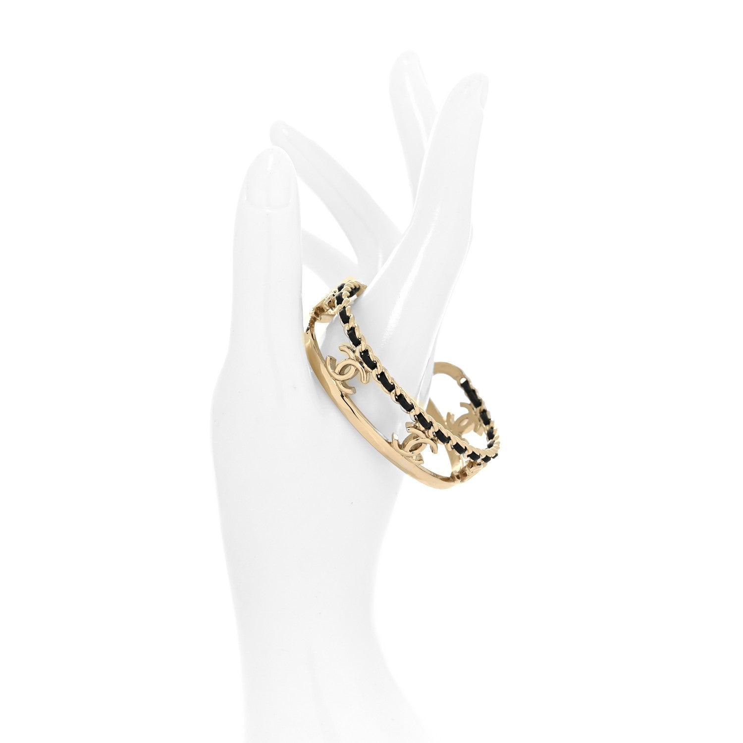 Chanel Metal Lambskin Chain CC Bracelet M Gold 2 of 4