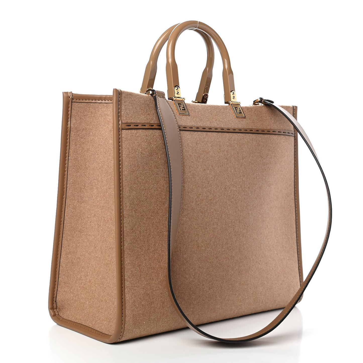 Flannel Vitello King Wool Plexiglass FF Logo Embroidered Medium Fendi Sunshine Shopper Tote Brown