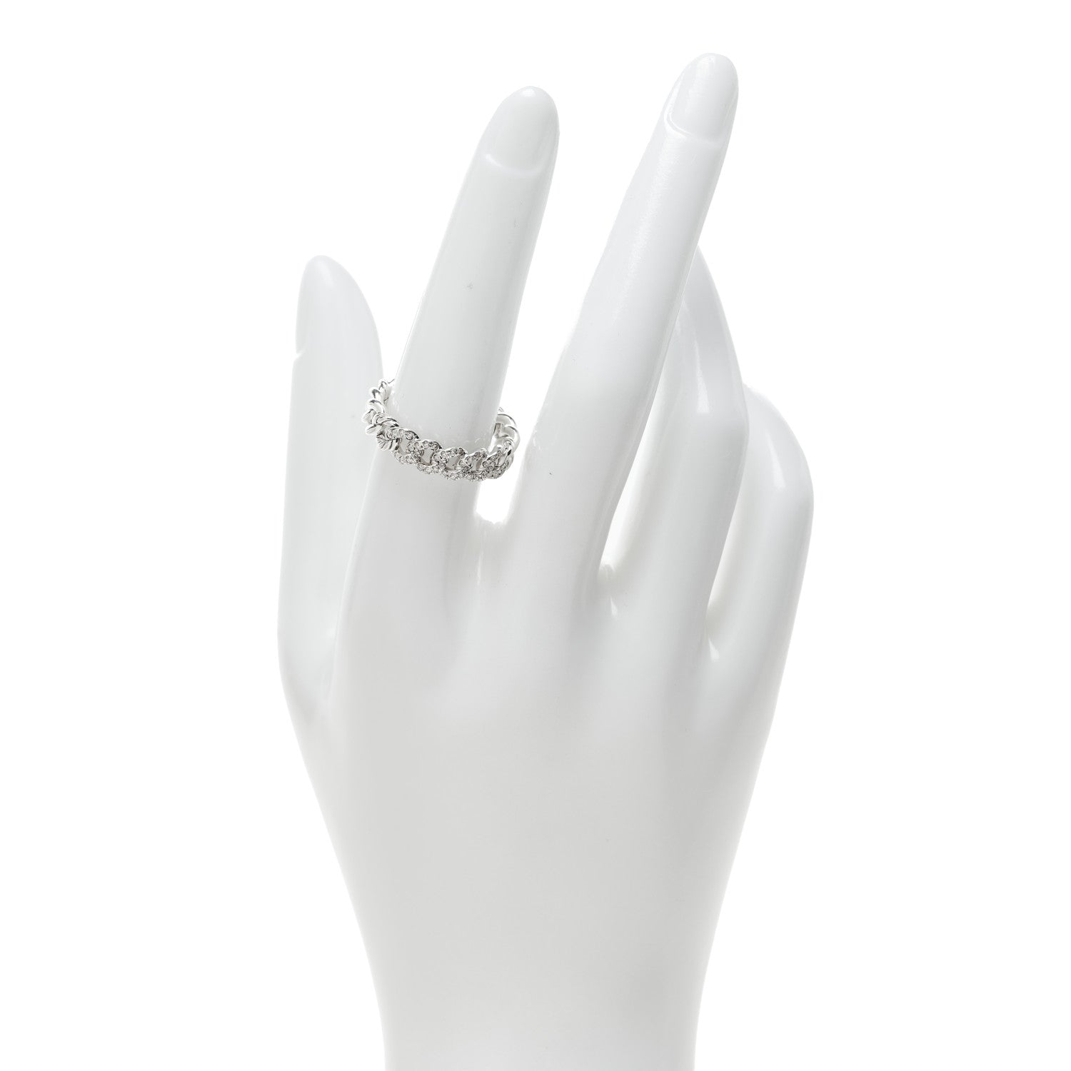 David Yurman Sterling Silver Diamond Narrow Belmont Curb Link Ring 54 7 2 of 5