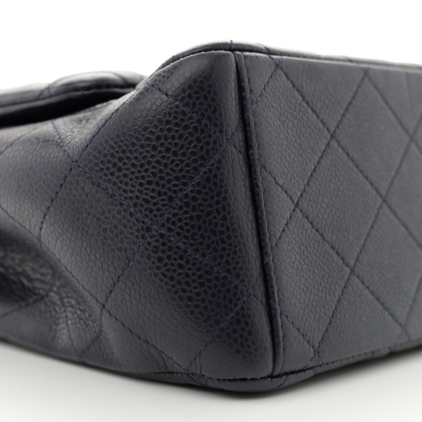 Caviar Quilted Maxi Double Flap Navy Blue