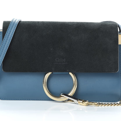 Chloe Suede Calfskin Small Faye Shoulder Bag Summer Blue Intense Green 8 of 12