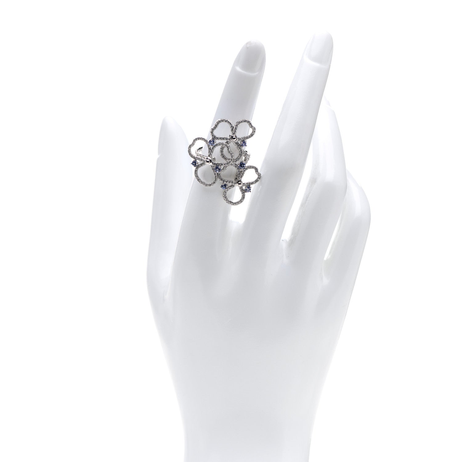 Tiffany Platinum Diamond Tanzanite Paper Flowers Open Cluster Ring 51 5.75 2 of 5