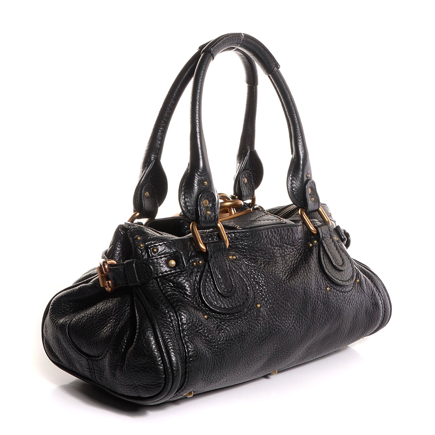 Leather Medium Paddington Satchel Black